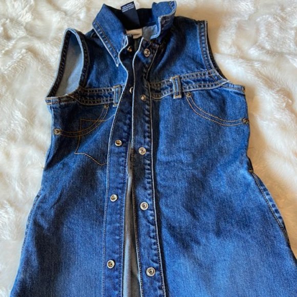 2/$55 Gap Blue Denim Sleeveless Dress Girl's Size 4 - Picture 7 of 12